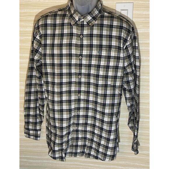Southern Tide Men's Blue and Tan Plaid Flannel Long Sleeve Shirt M 0613 - Picture 2 of 6